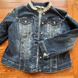 Chico’s - Denim Jacket with Beaded Collar
